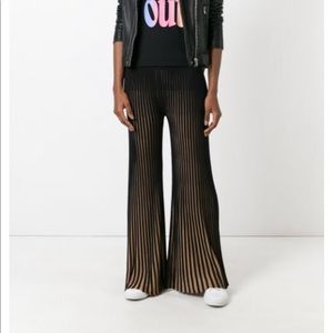 Kenzo Ribbed Flared Trousers nude asymetrical pink